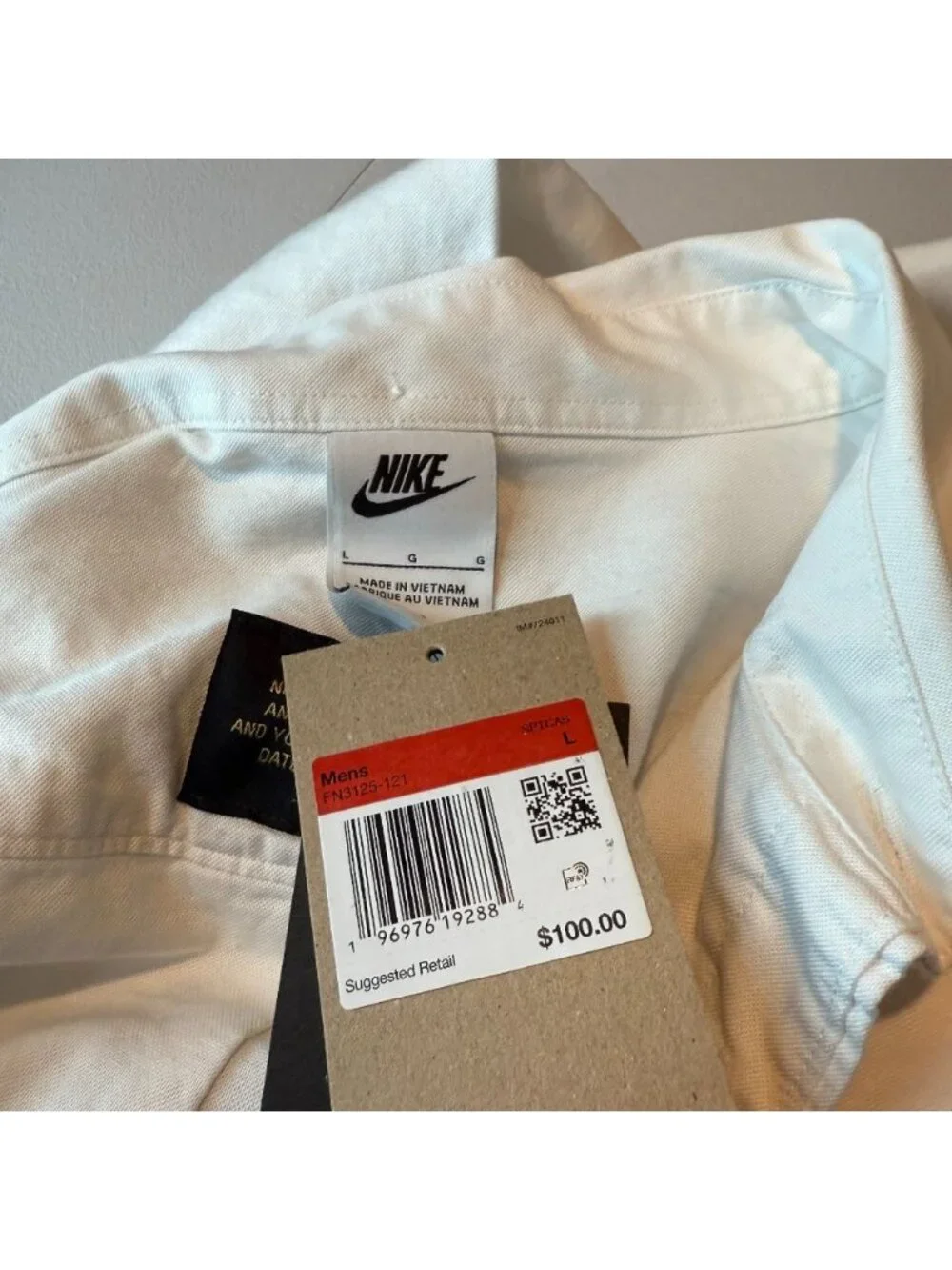 Nike Men L Life Long Sleeve Oxford Button Down Shirt Summit White Event Work NEW